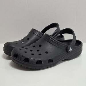 Crocs Classic Clogs Shoes Unisex Adults M7-W9 Black Lined Heel Strap Perforated